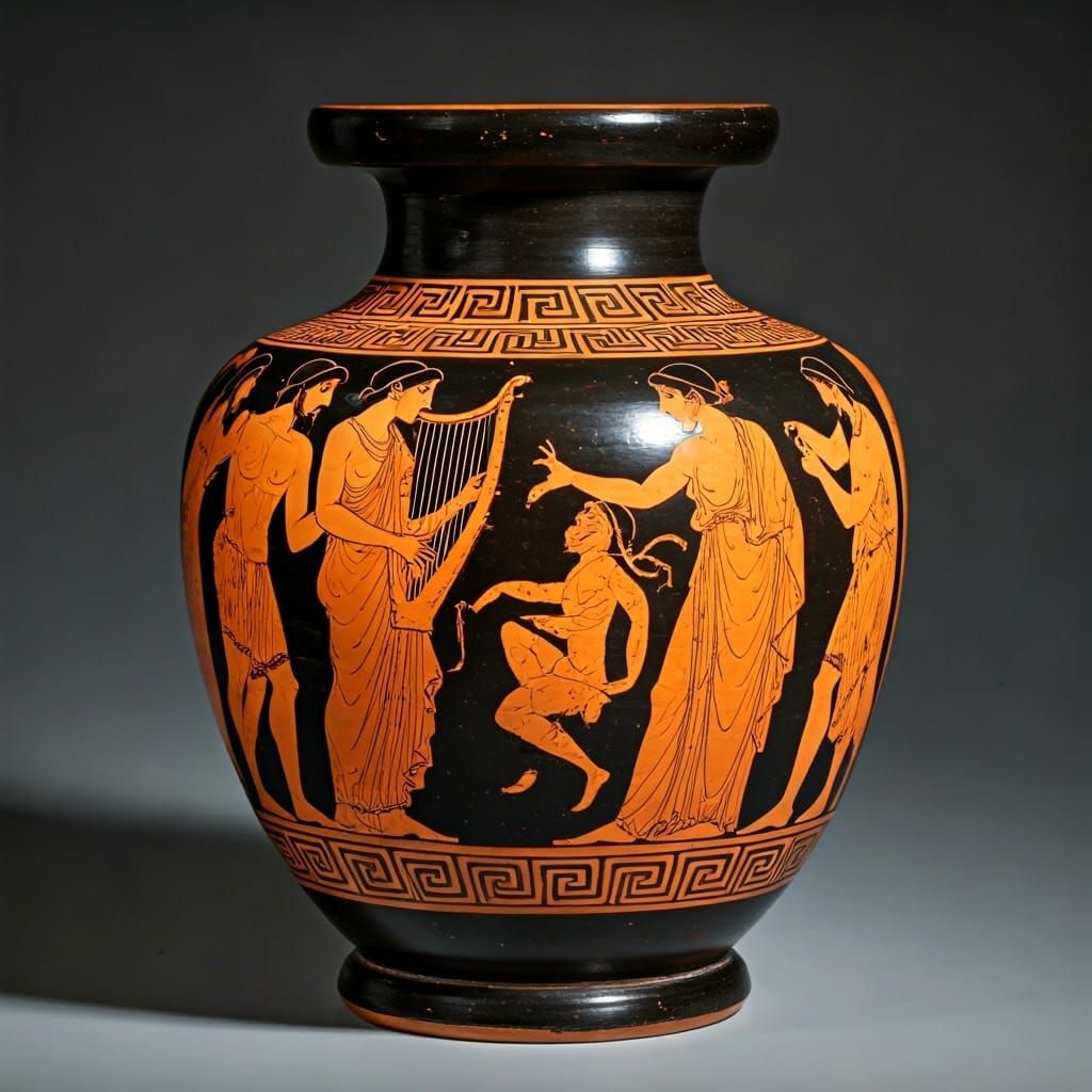 Ancient Greek Vase Painting of Musicians