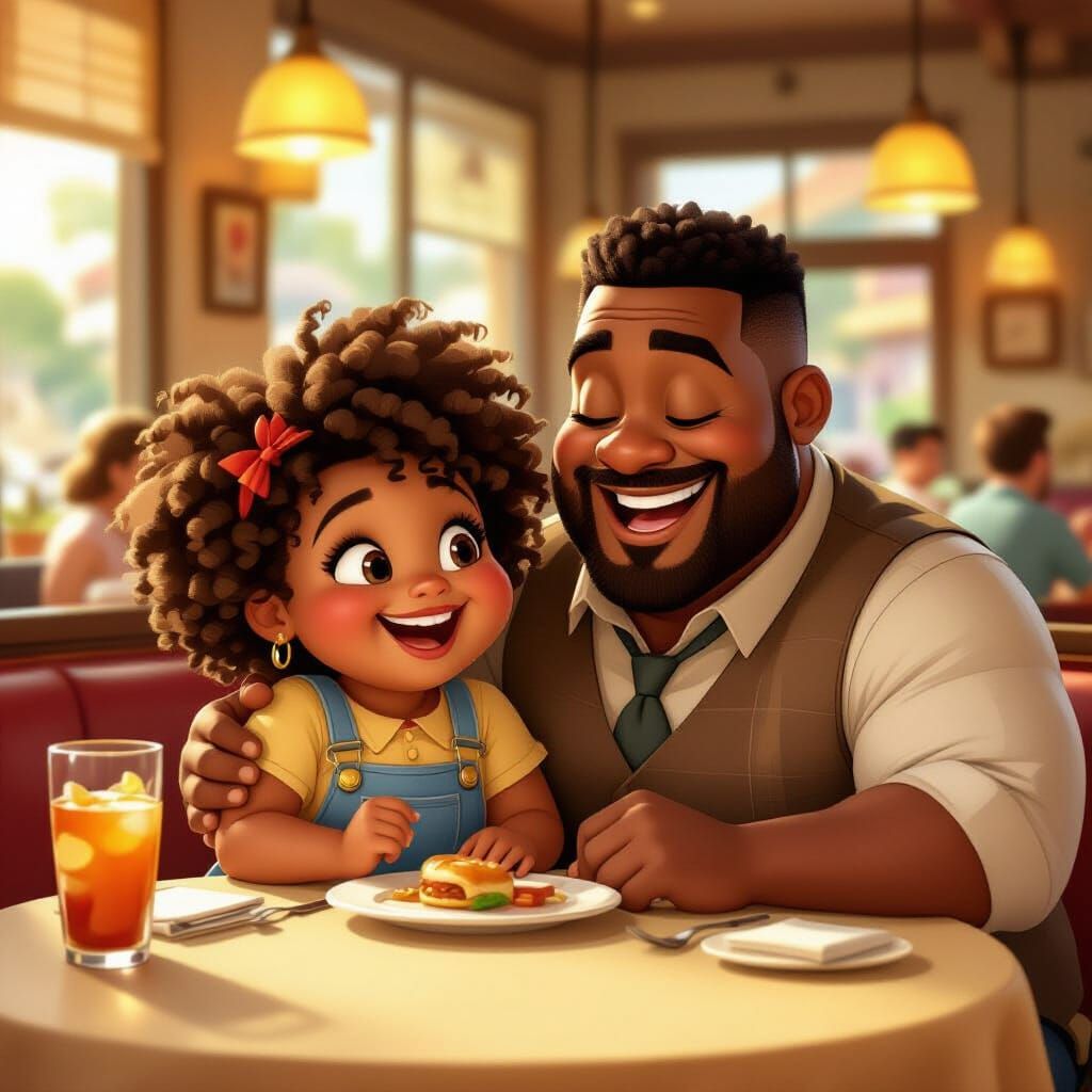 Father's Day Celebration in Stylized Animation Cel Art