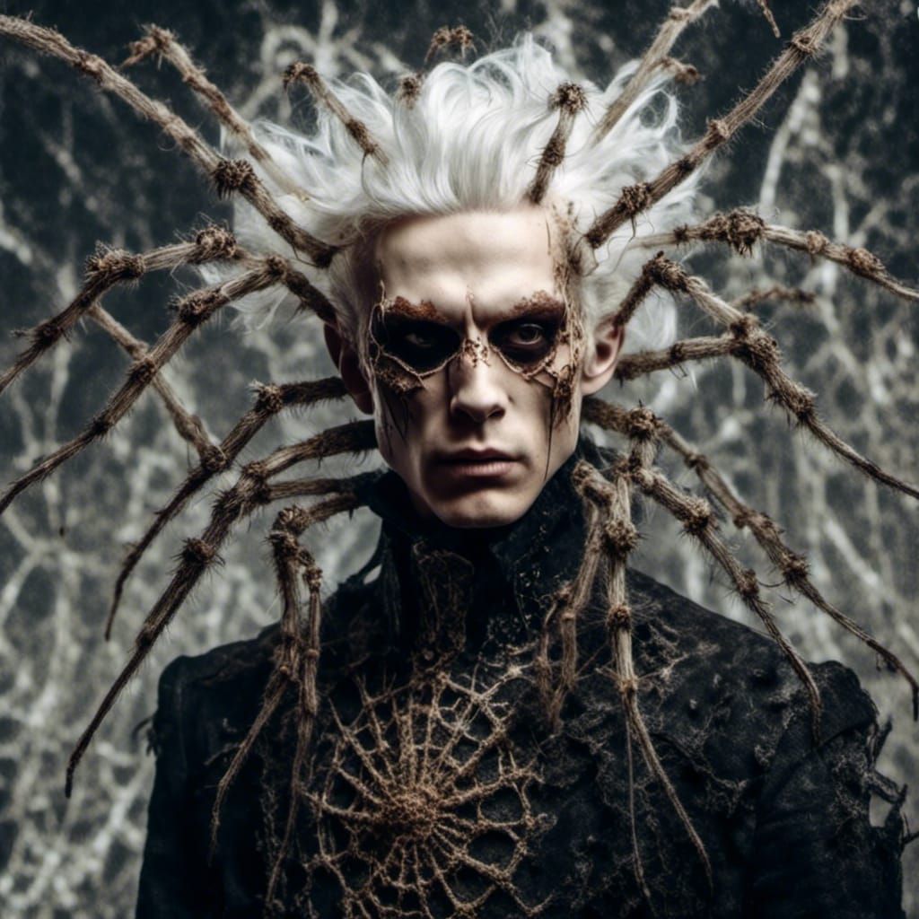 Young Man with Spiderwebs in Hair, Macabre Baroque
