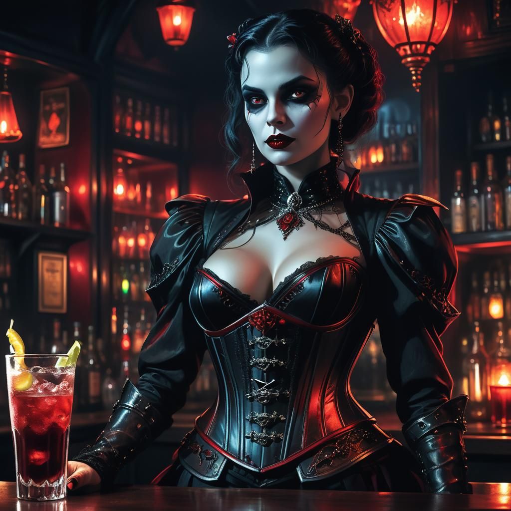 Exotic Vampire Portrait in Dark Sci-Fi Style