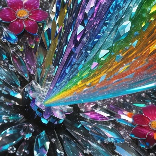 Crystallized Water Drop with Magical Flower: Hyperrealistic ...