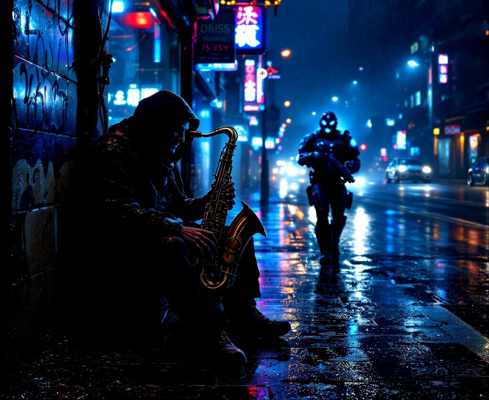 Cyberpunk Dystopia: Neon Night Life in Chaos