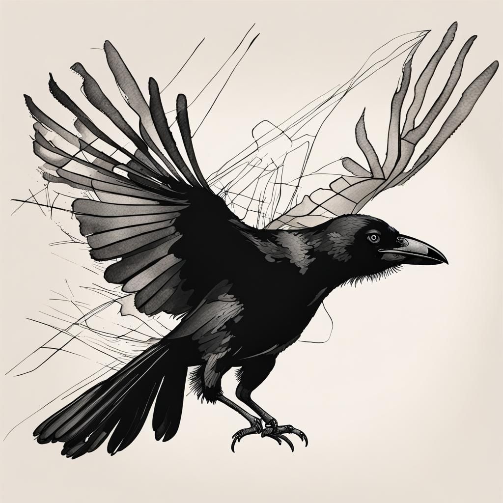 Abstract Crow: Continuous Line Art