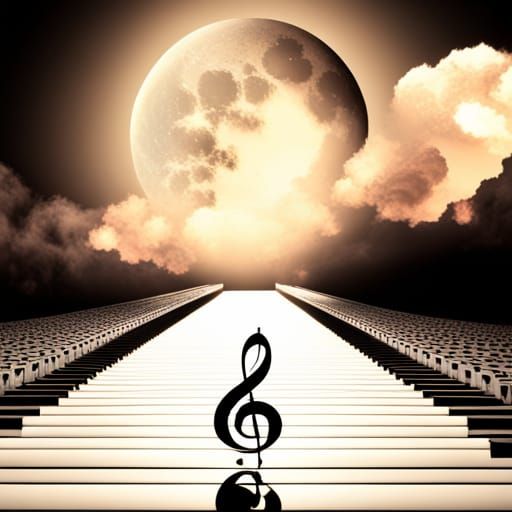 Musical Notes Dance in Moonlight Sky