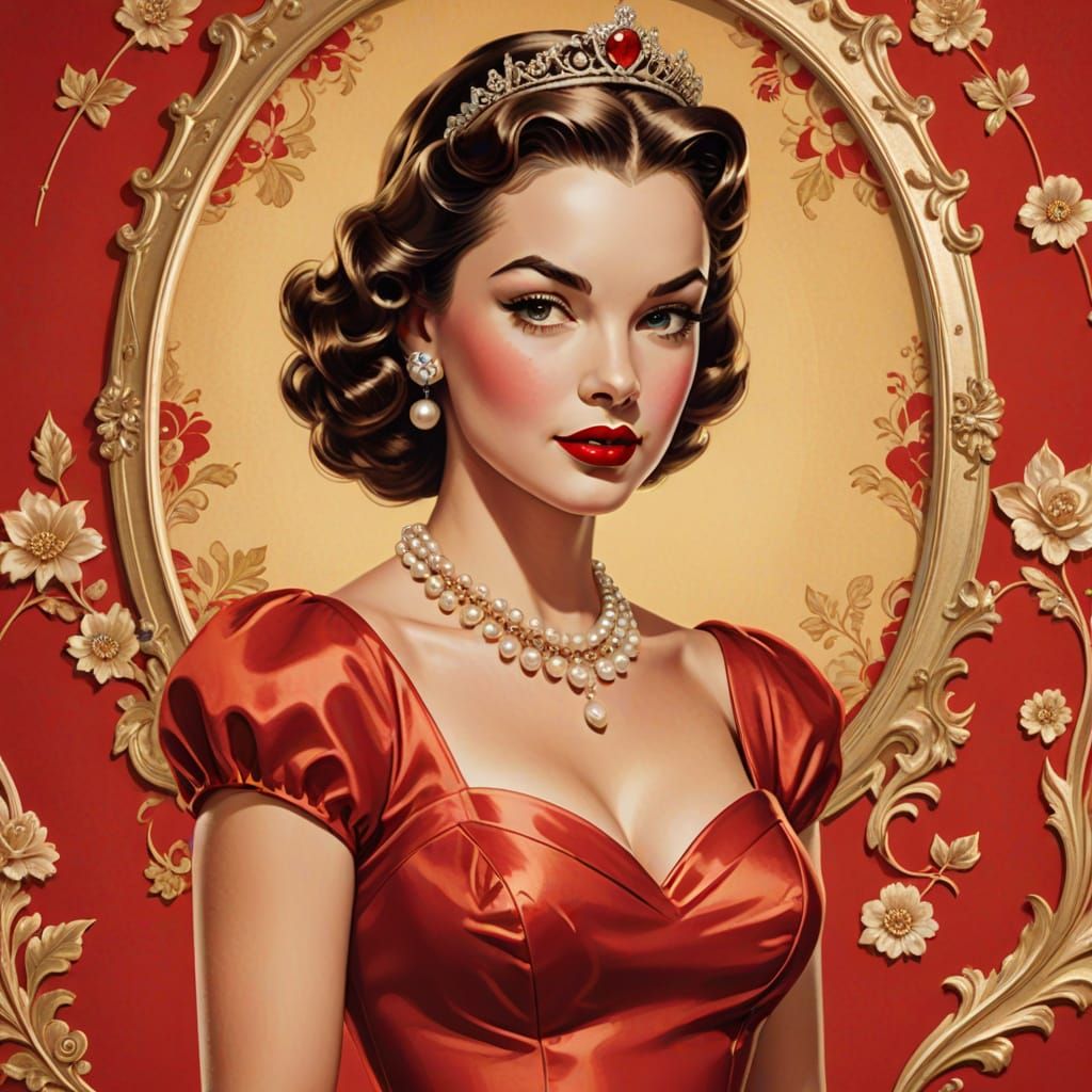 Vintage Pin-Up Princess in Red
