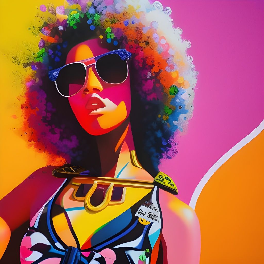 Vibrant Graffiti Art of Woman on Scooter