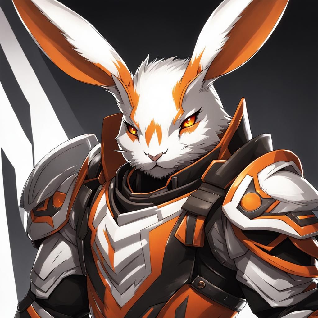 Anime-Style Rabbit Warrior in Hide Armor