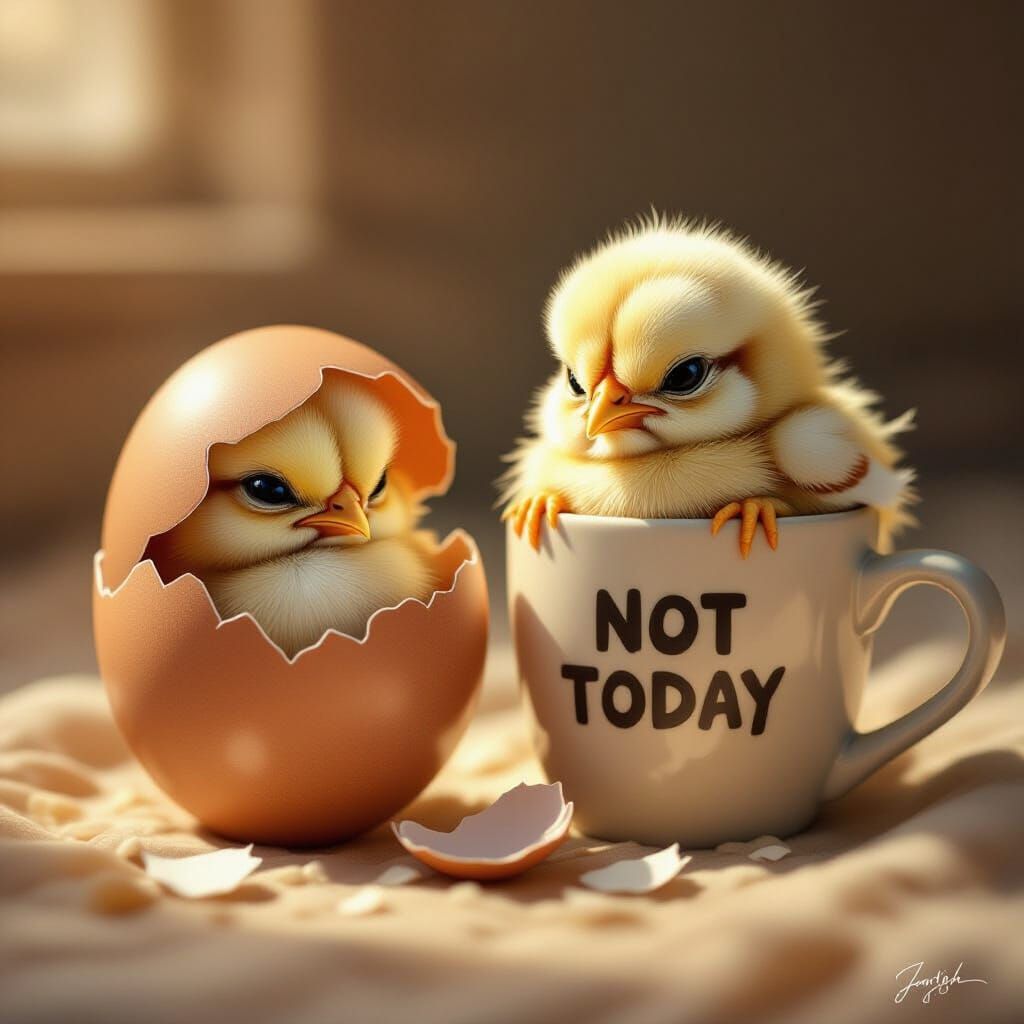 Sleepy Chick's Disdainful Morning Glare