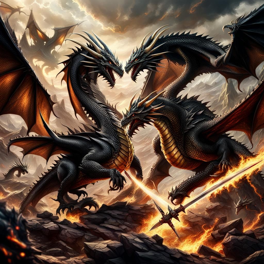 Epic Dragon Sword Fight: Digital Matte Painting