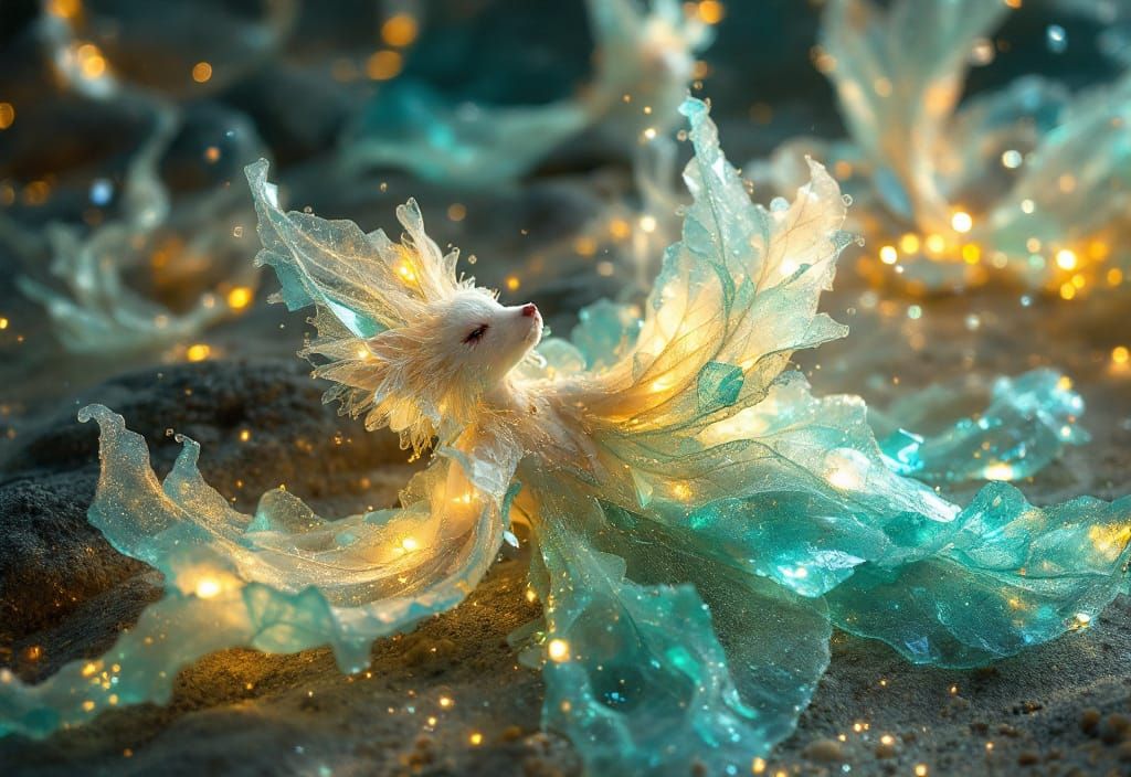 Sea Glass Bear-Orchids in a Dreamscape