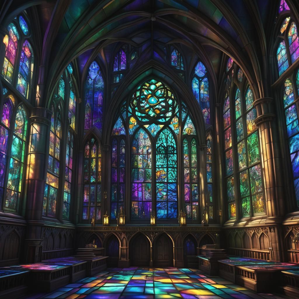 Stained Glass Hogwarts in 8K Resolution