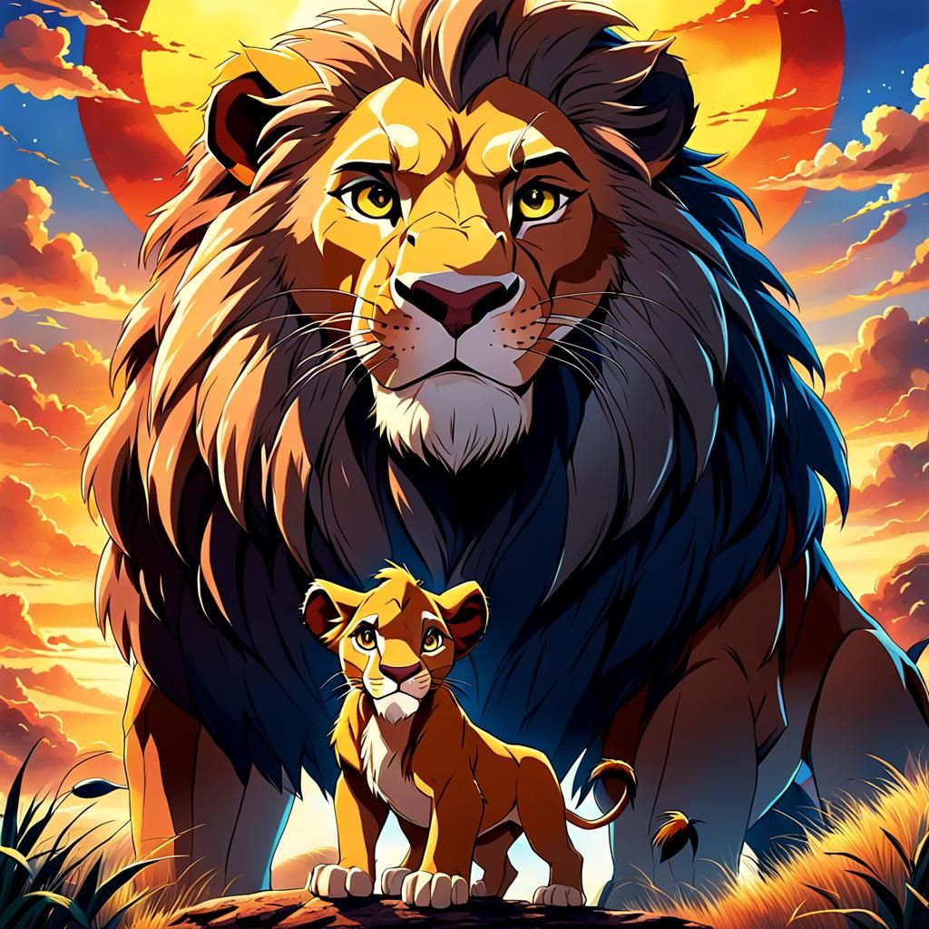 Lion King Anime Reboot: Simba and Mufasa