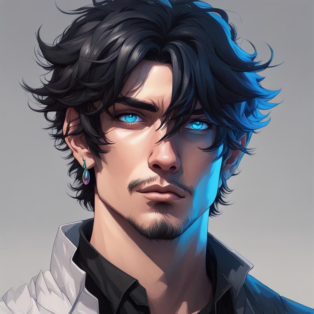 Vibrant Portrait of a Man with Blue Eyes