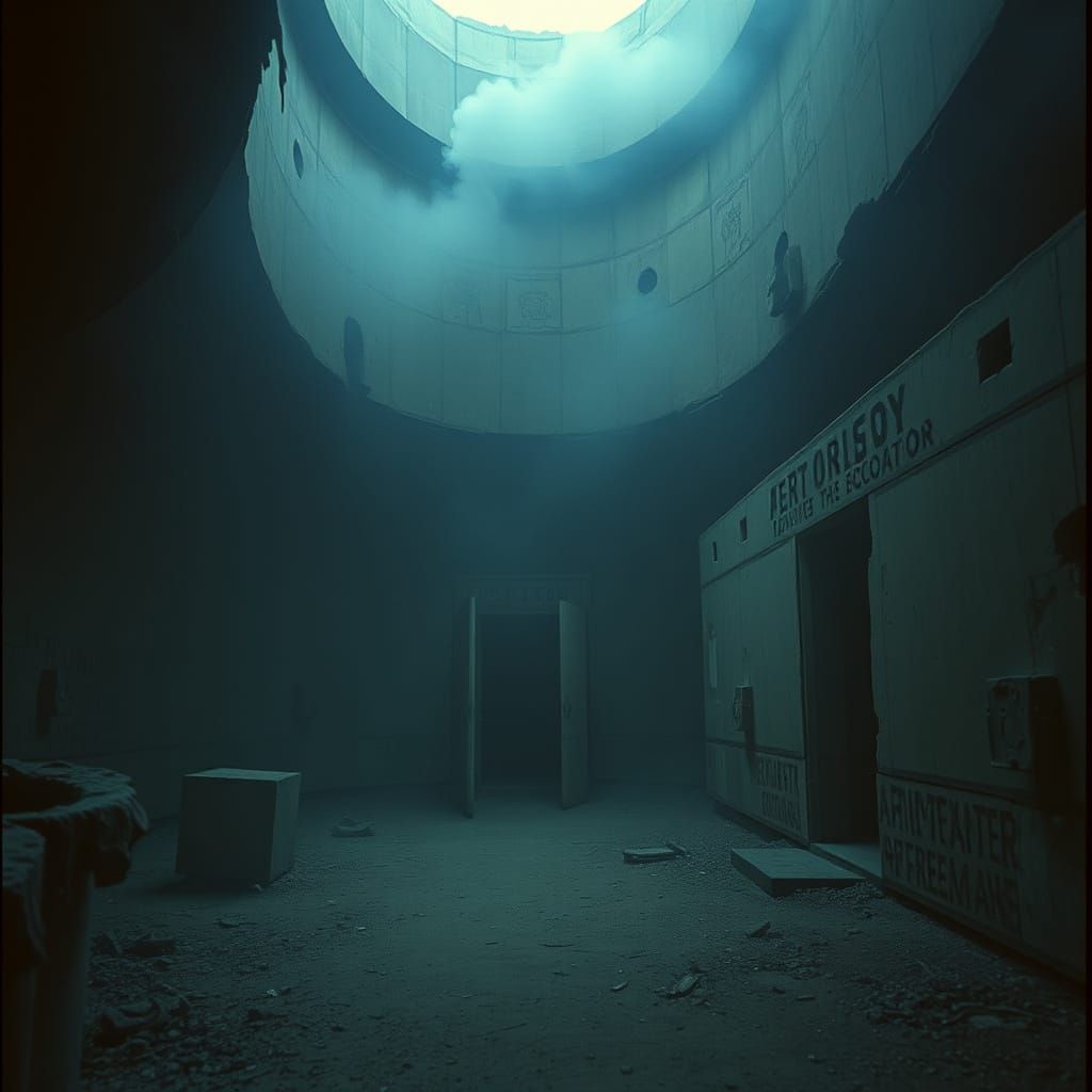 Dark Ruined Labyrinth with Ancient Signs in Cinematic Style