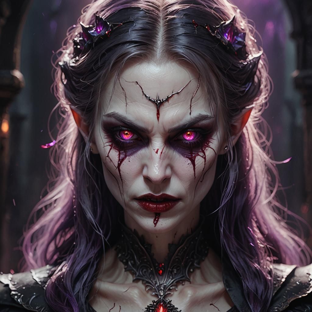 Ethereal Vampire Portrait in the Darkness