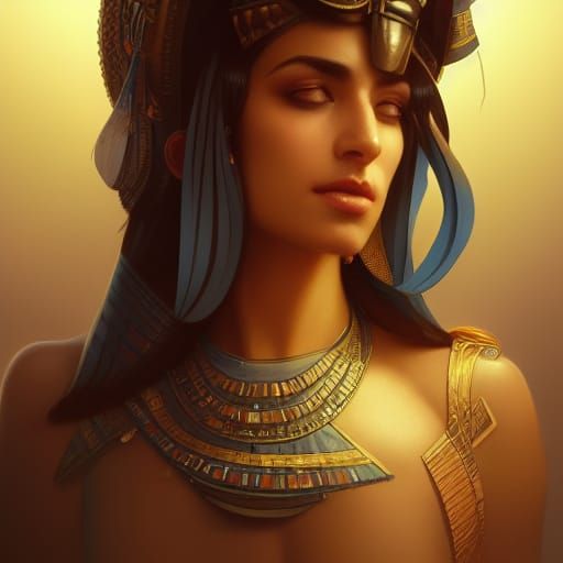 Detailed Portrait of Egyptian Person in Art Nouveau Style