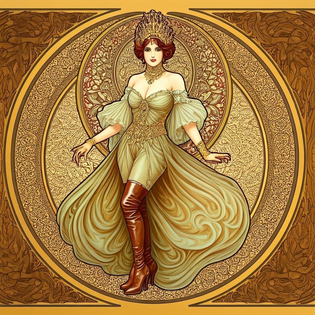 Elegant Queen in Stilettos and Leather Boots Exudes Fragranc...