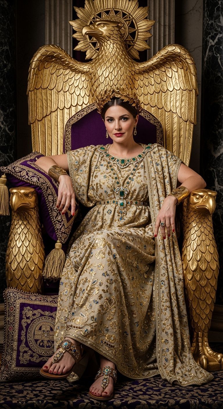 Roman Empress on Golden Throne, Leibovitz Style
