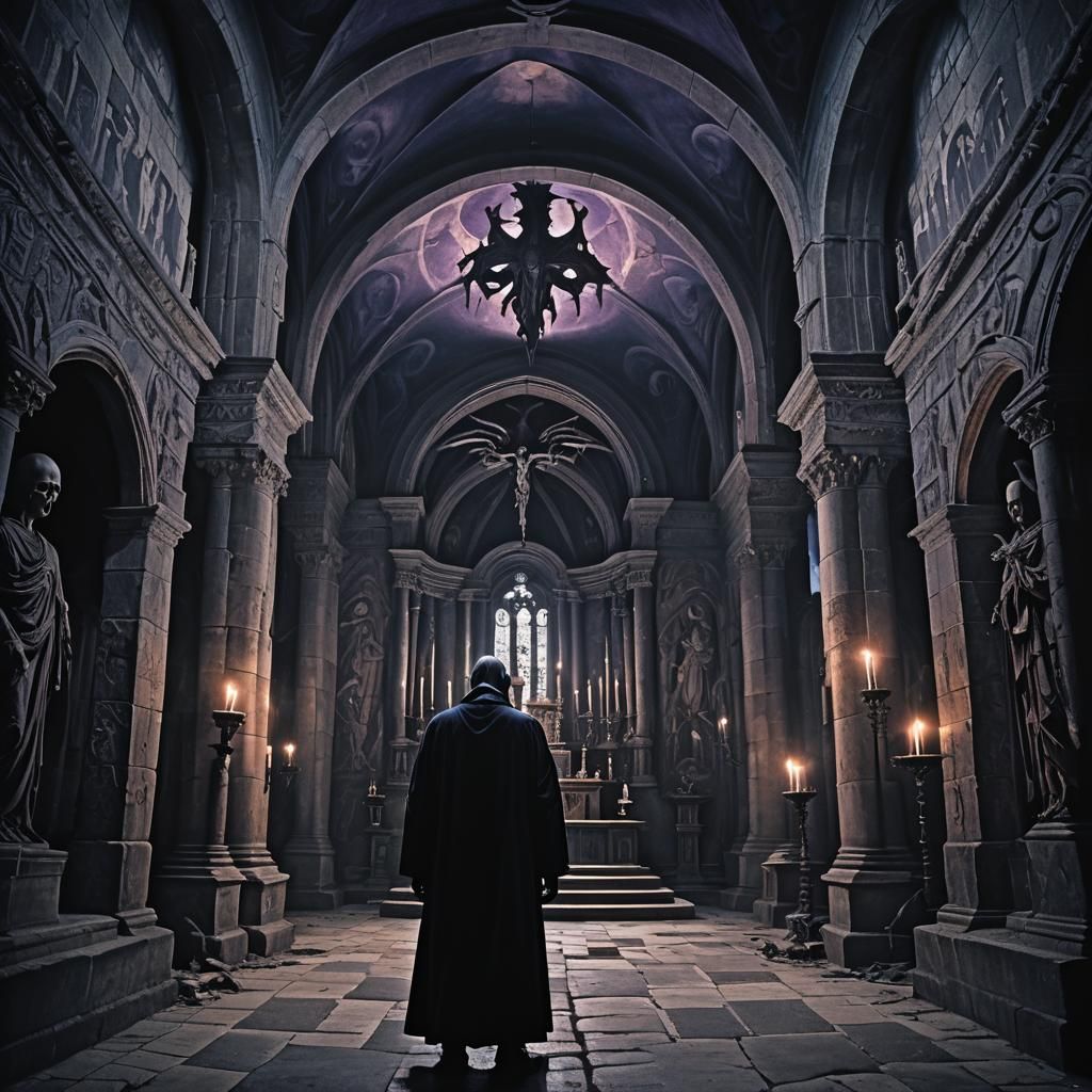Lost Soul in Demonic Church: Dark Surrealism