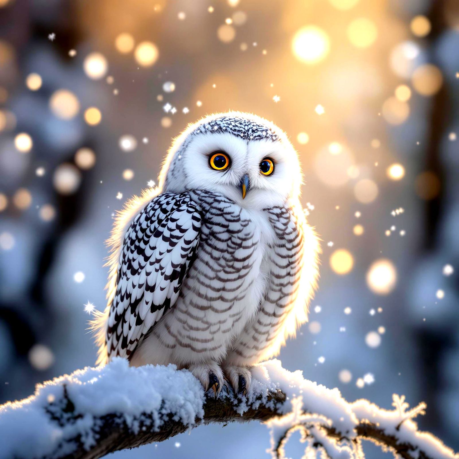 Hyperdetailed Snowy Owl in Winter Wonderland