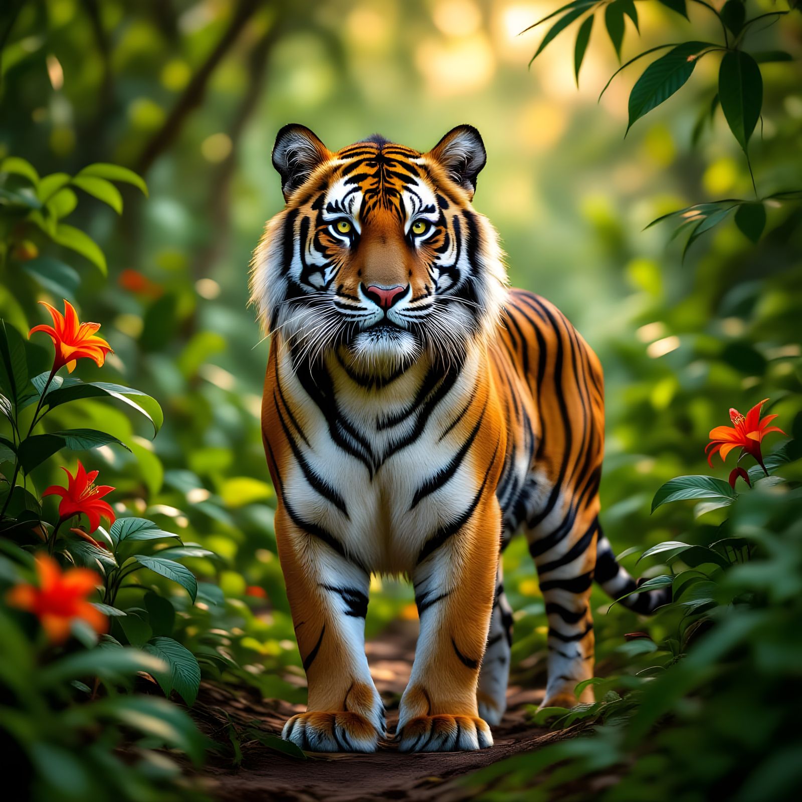 Bengal Tiger in Jungle, Hyperrealistic Style