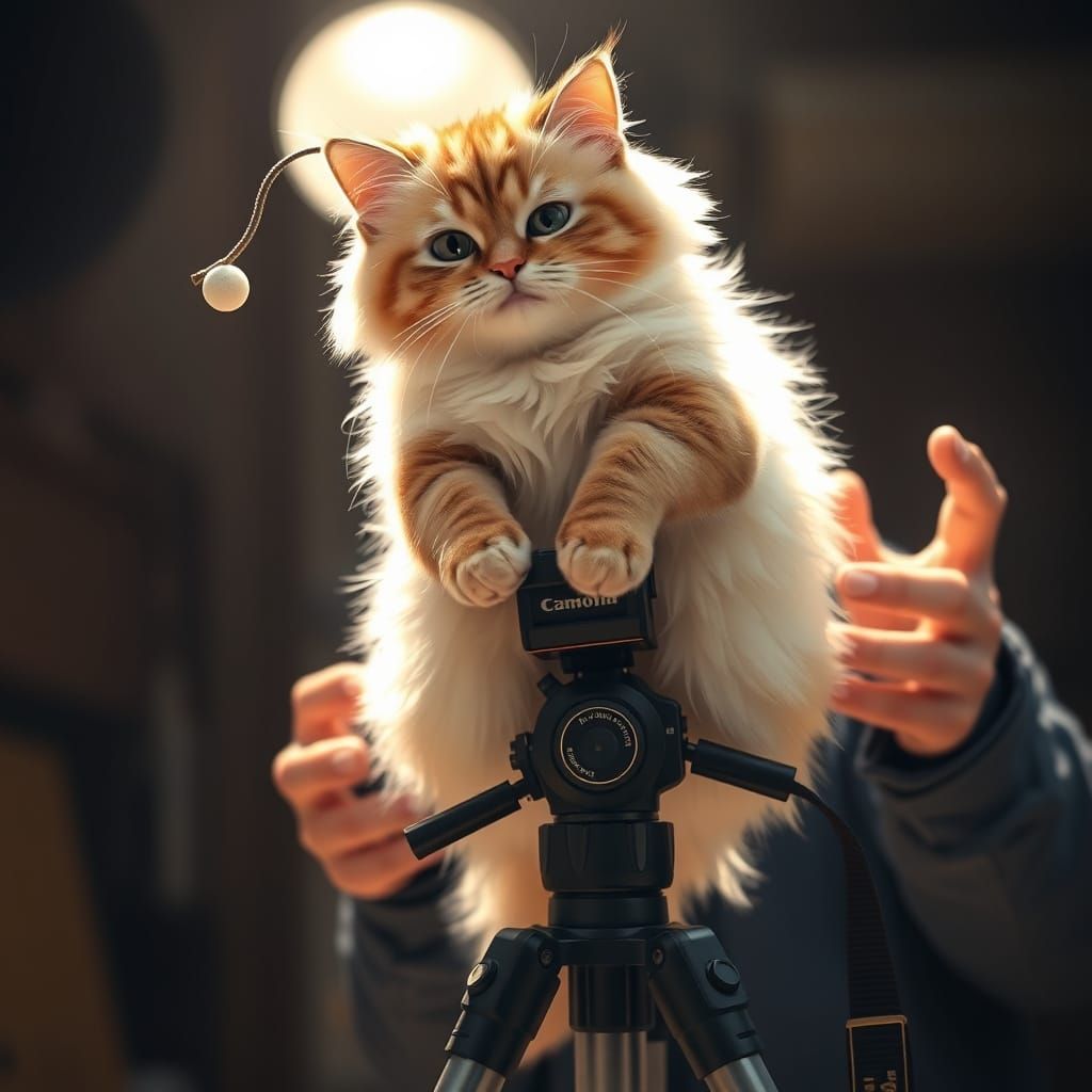 Mischievous Cat Interrupts Photoshoot, Studio Ghibli Style