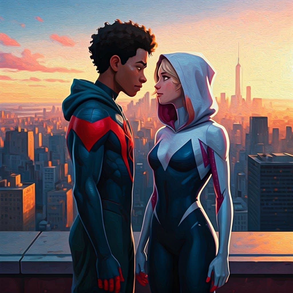 Miles and Gwen: Rooftop Sunset in NYC