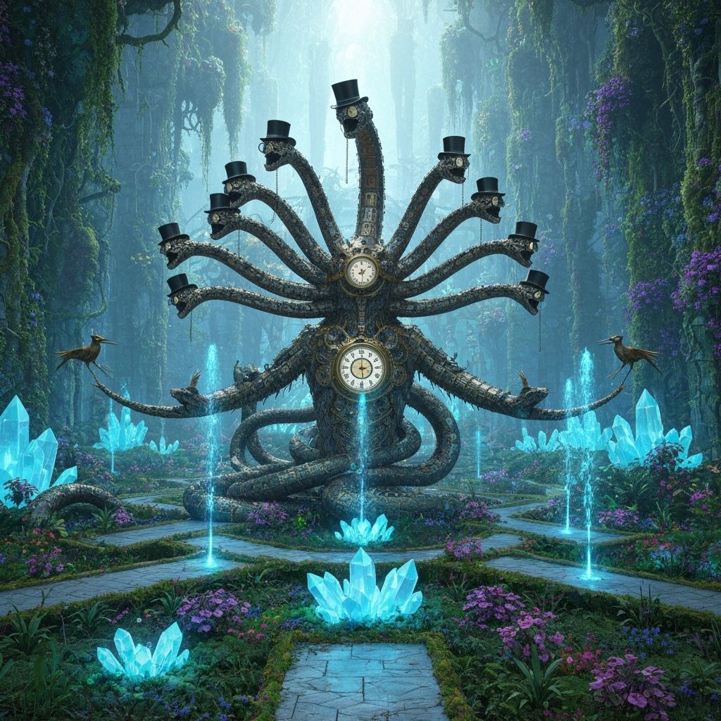 Steampunk Gorgon Guards Solarpunk Labyrinth