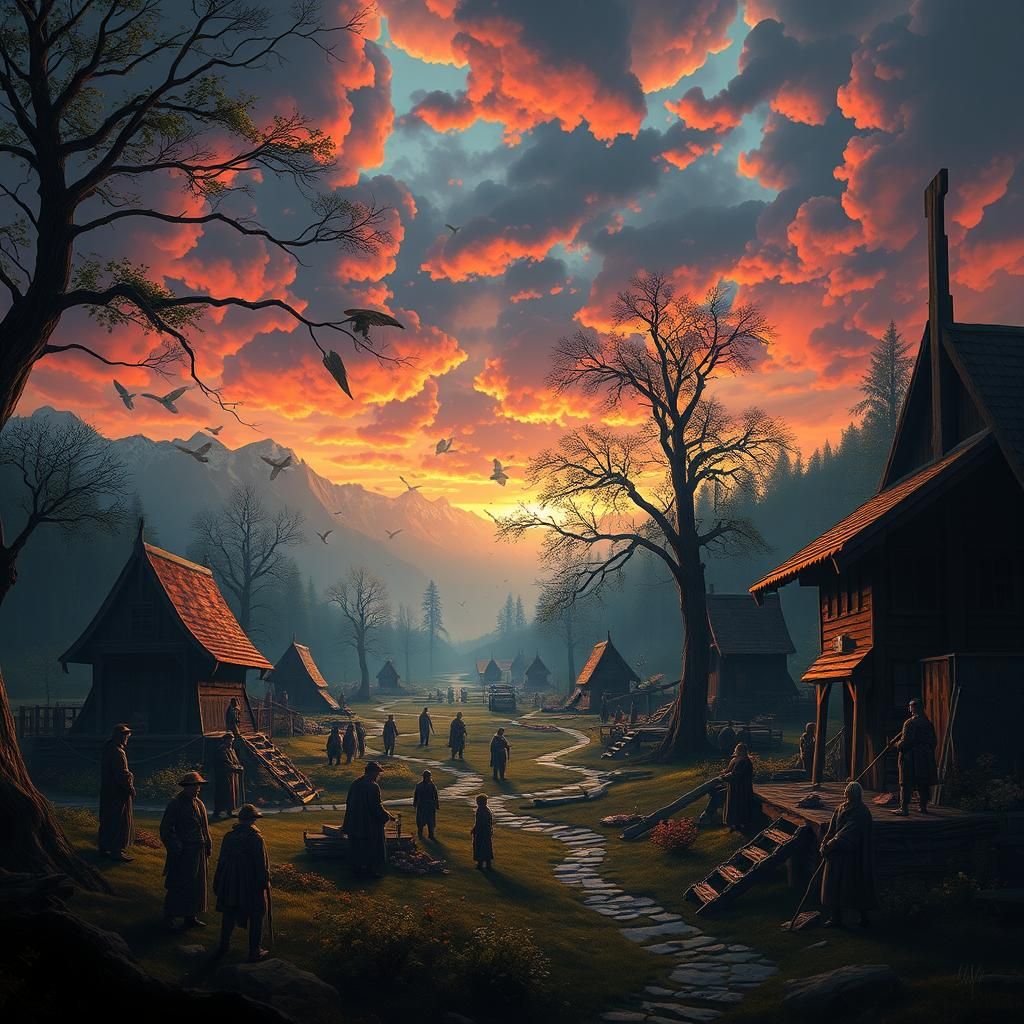 Life in 1700s America: Detailed Matte Painting