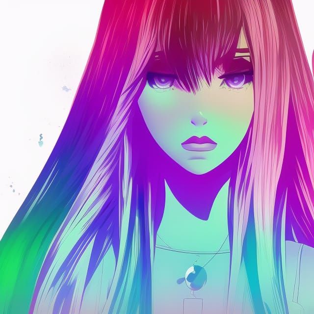Adorable Dystopian Woman in Vibrant Space Anime Art