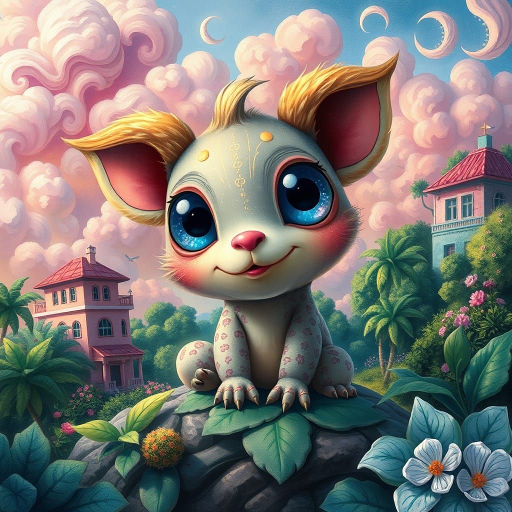 Enchanting Creature in Dreamlike World, Graffiti Street Art