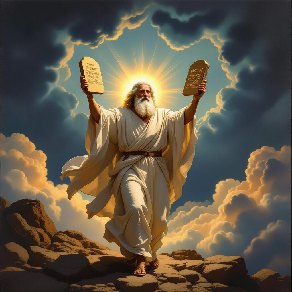 Moses and the Ten Commandments in Romanticism Style