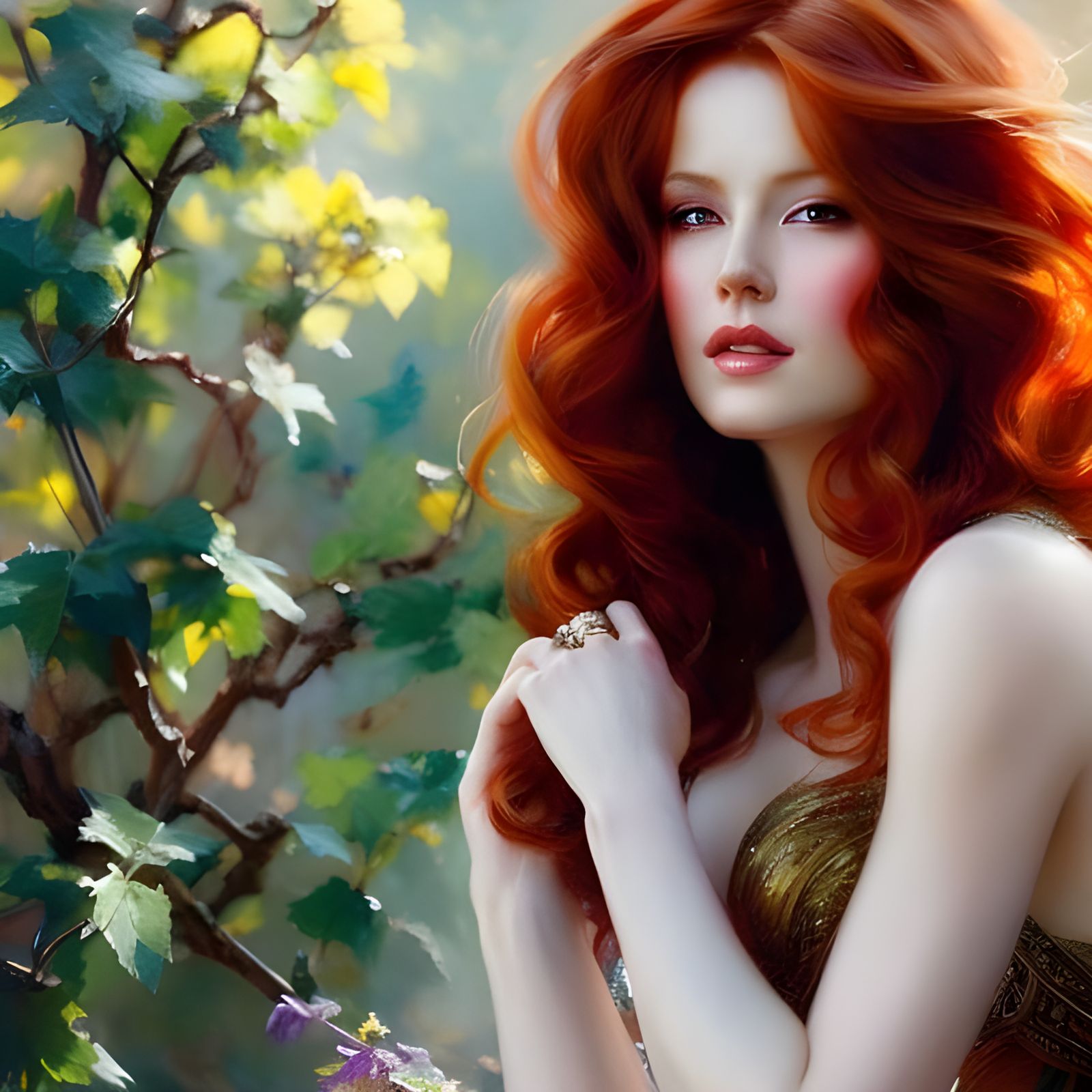 Redhead Woman Portrait in Fantasy Art Style