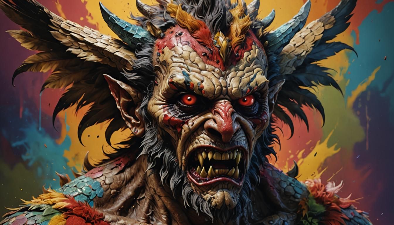 Hyperrealistic Pazuzu Covered in Animal Fur