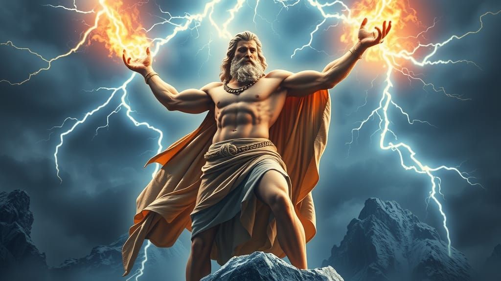 Divine Majesty: Zeus, King of the Gods, Radiates Power on Mo...