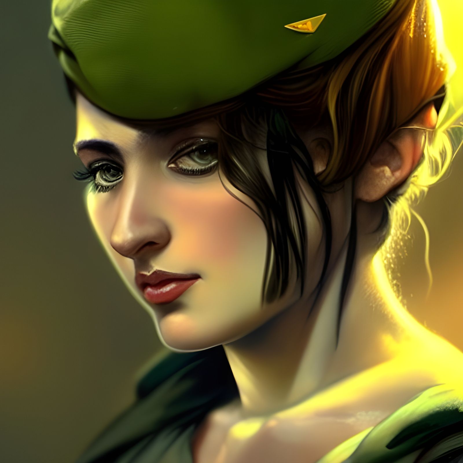 Attractive Green Beret Portrait in Hyperdetailed Style