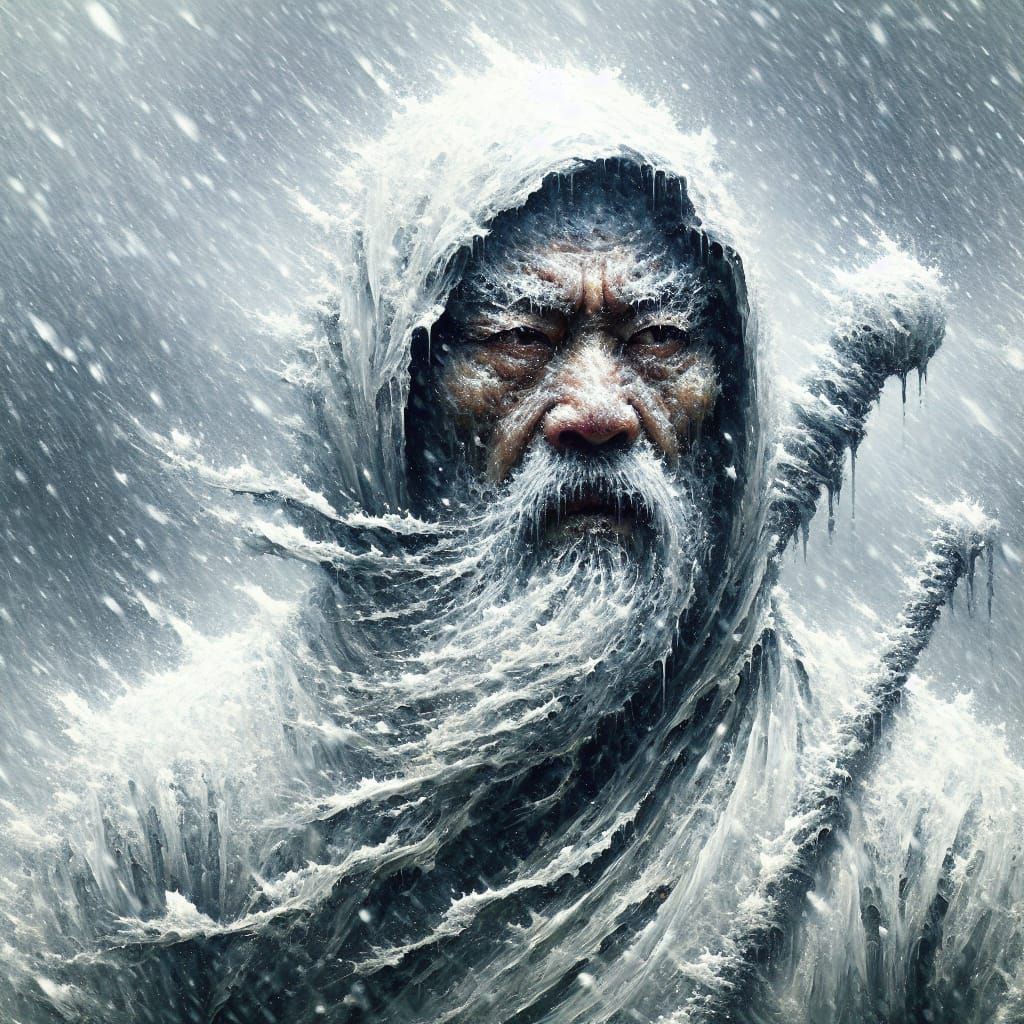 Shaolin Monk in Tempestuous Rainstorm: Classical Art