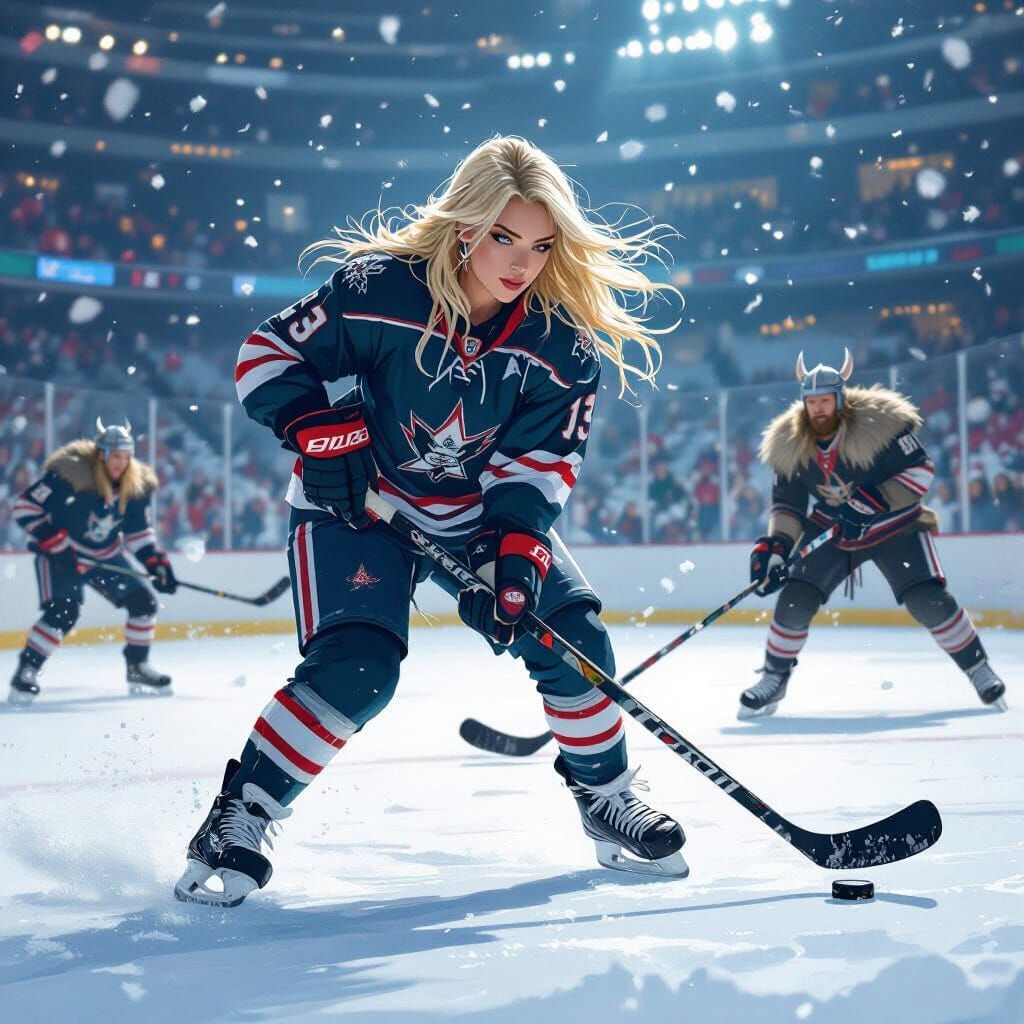 Witch Hockey Team vs Vikings: Digital Concept Art