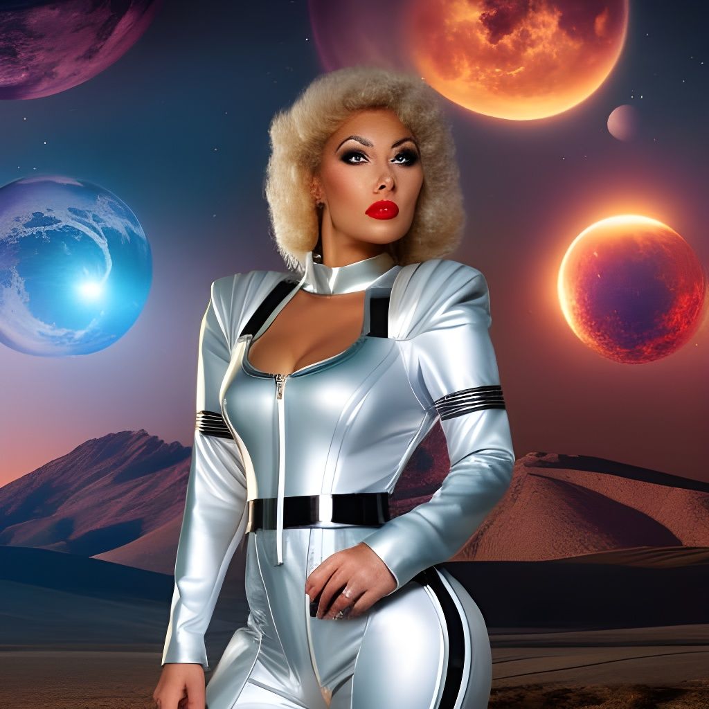 Retro Sci-Fi Pinup Girl in Spacesuit