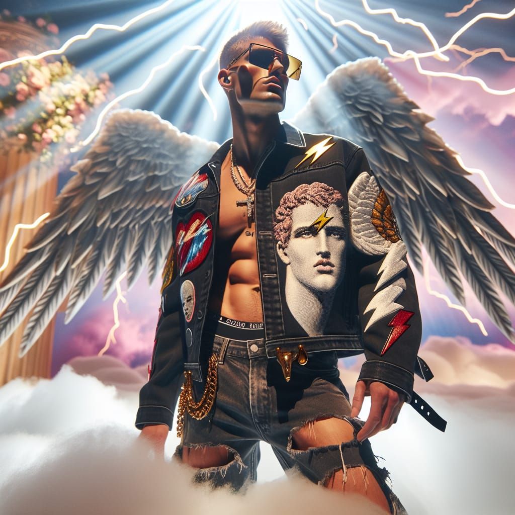 Celestial Greek God in Hip Hop Style with Lightning