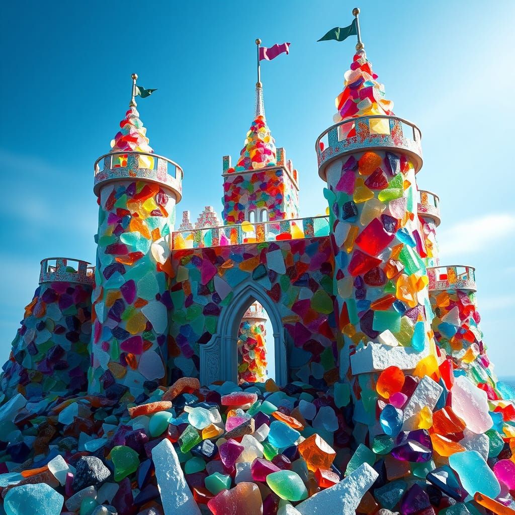 Sea Glass Castle: A Hyperrealistic Concept Art Masterpiece