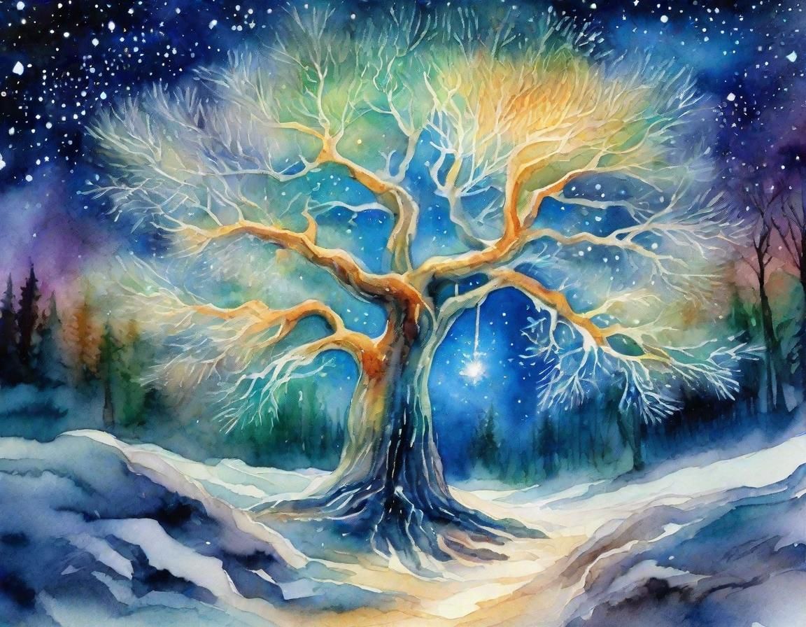 Crystal Tree of Forgotten Stars in Dreamlike Post-Impression...