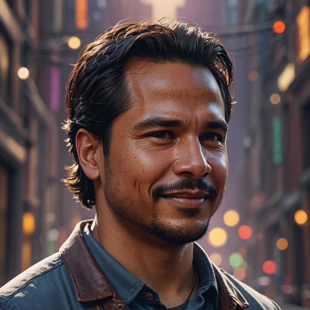 Michael Pena Portrait in Detailed Fantasy Art Style