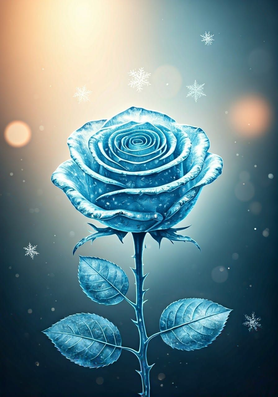 Icy Rose: Transparent Anime-Style Masterpiece in 8K