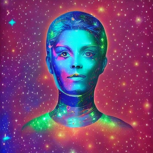 Astral Cat: Holographic Cosmic Illustration