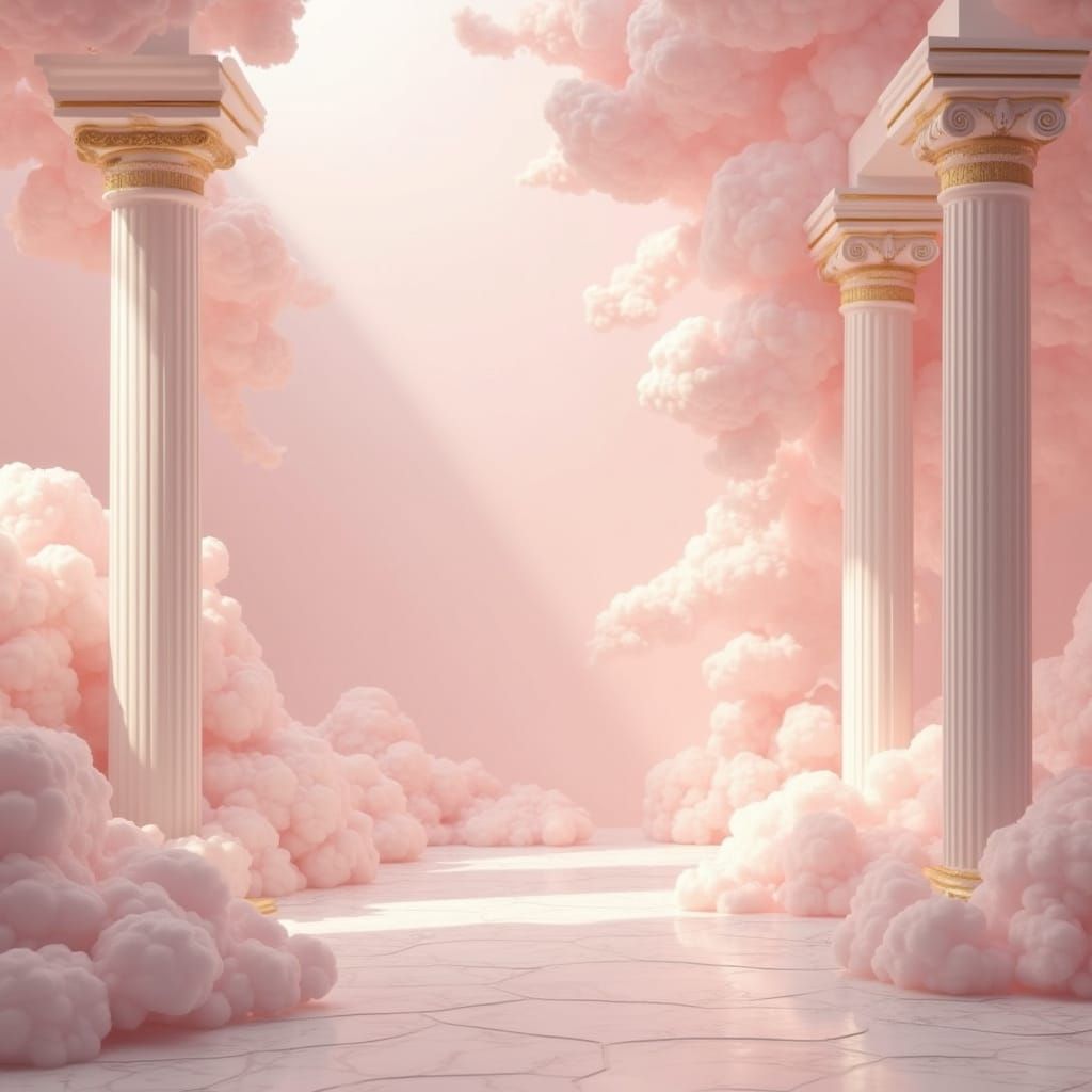 Ethereal Pink Greek Mythology Scene