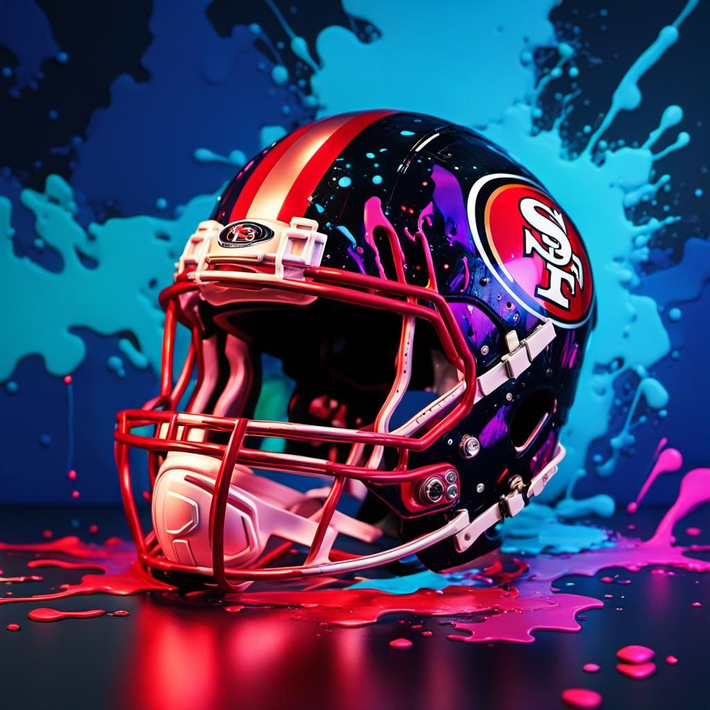 Psychedelic Melting 49ers Helmet in Graffiti Art Style