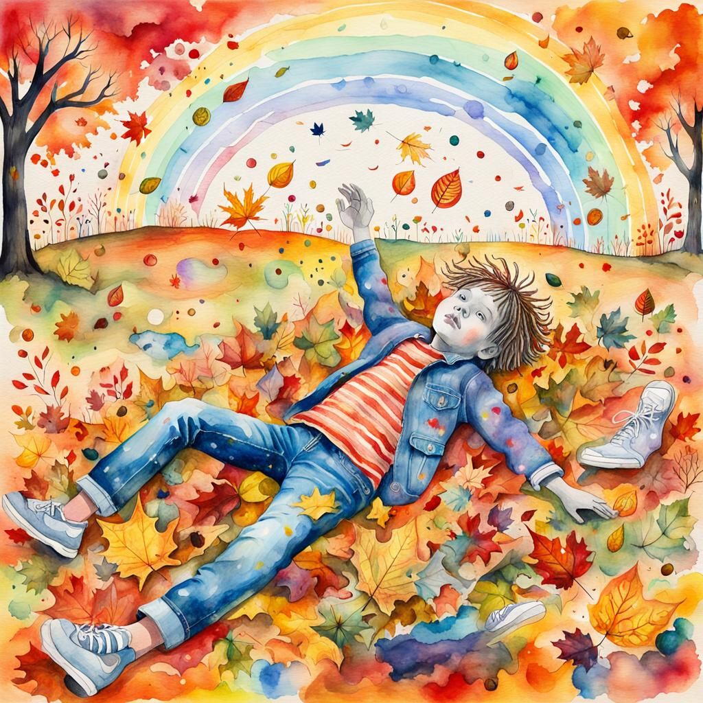 surreal autumn  child's drawing of a dreamer  , rayograph Ma...