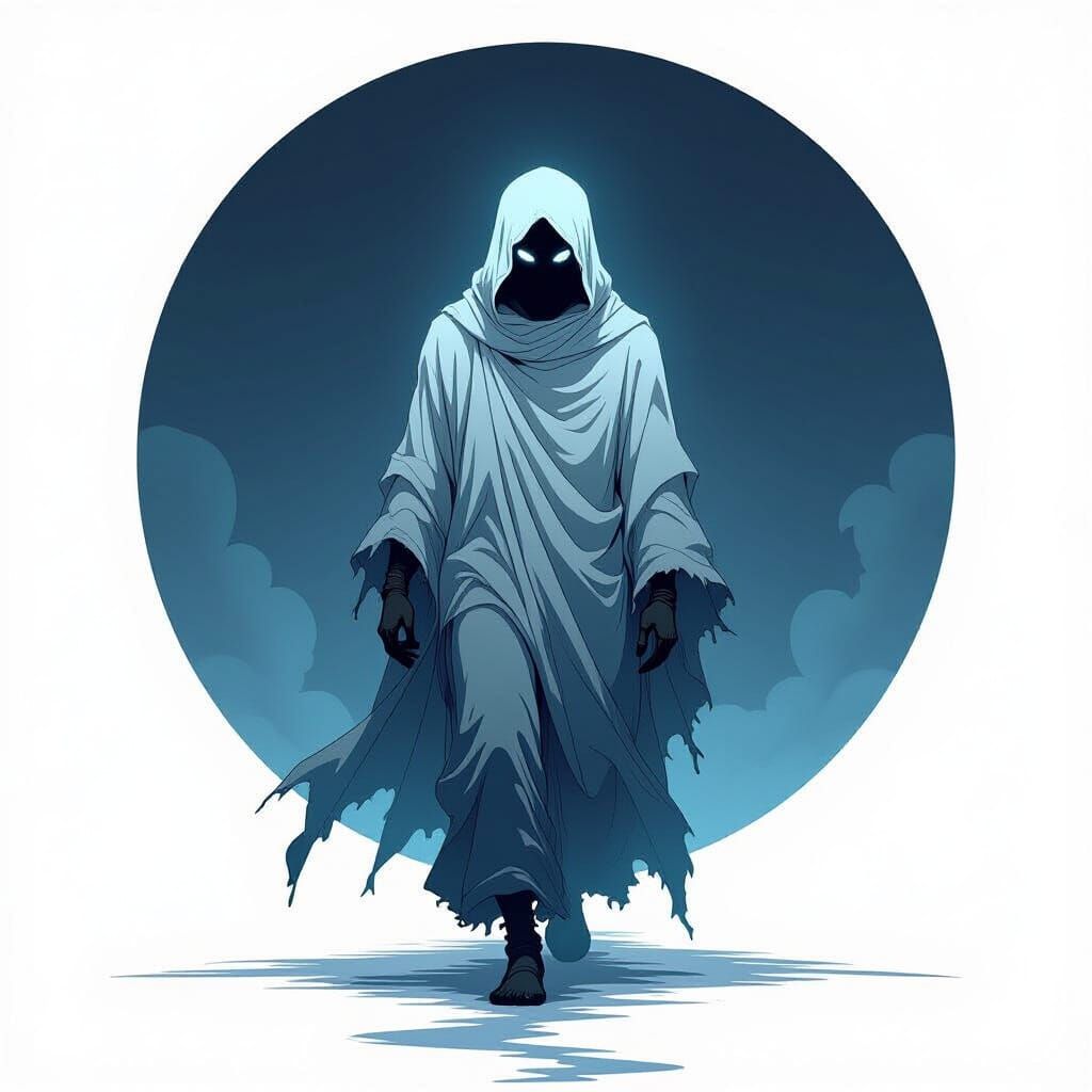 Minimalist Ghostly Figure Walking in a Loop