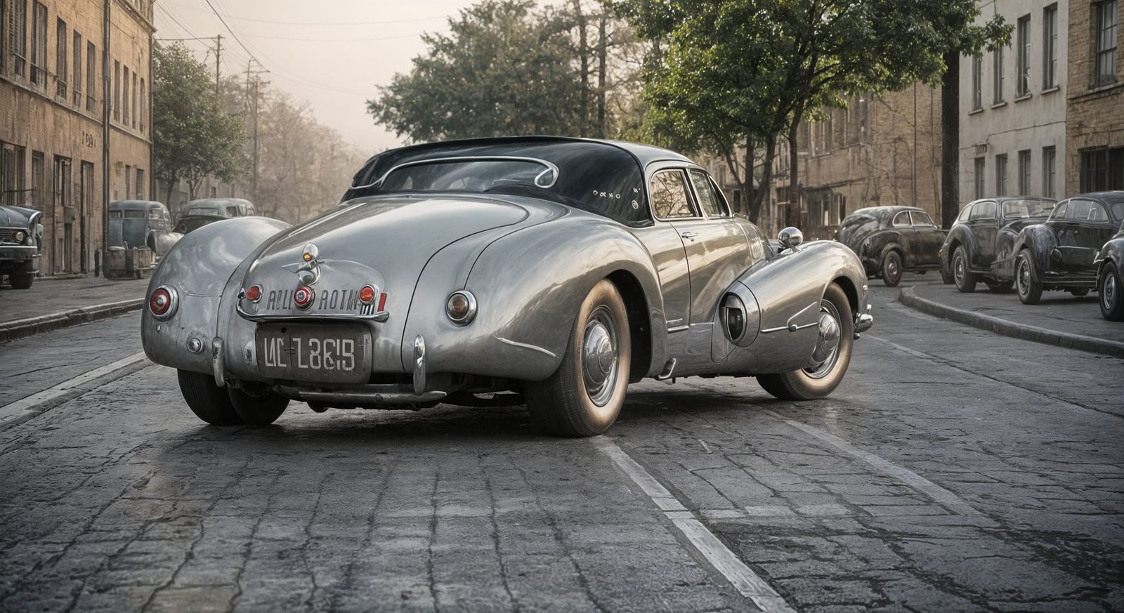 Metallic Silver 1953 Car in Cinematic Style